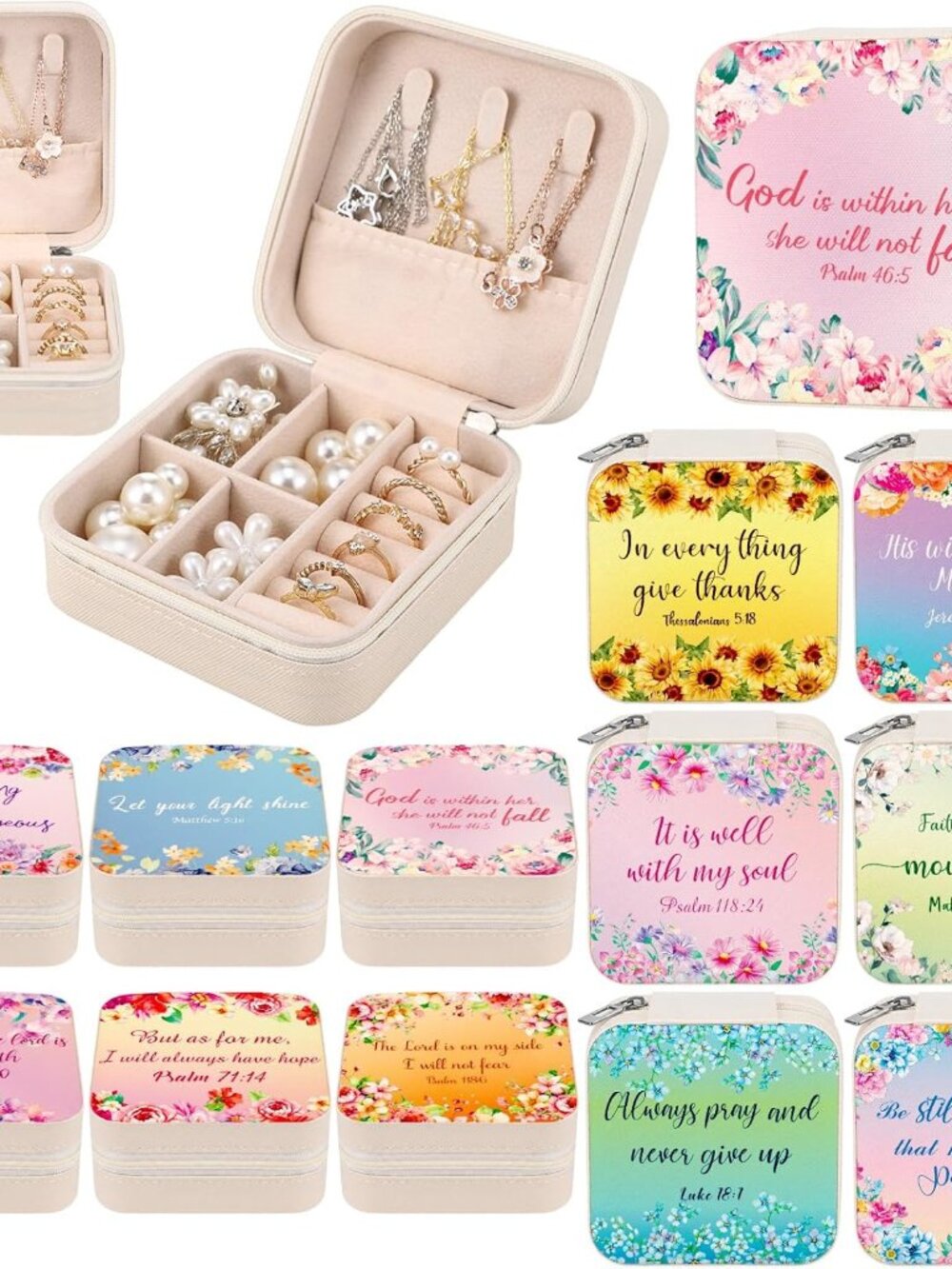 Novabright One Piece Random Design Inspirational Bible Verse Jewelry Case